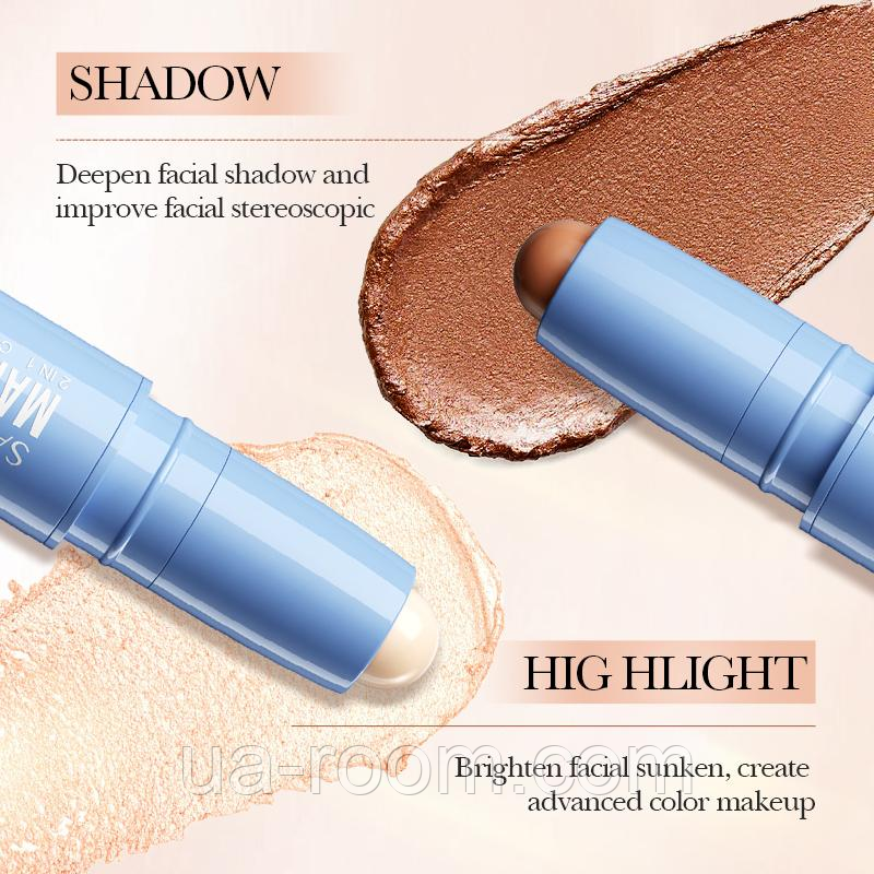Стик для контуринга Sadoer Contouring Stick (02 Natural color + Dark coffee color), 3.6 г.