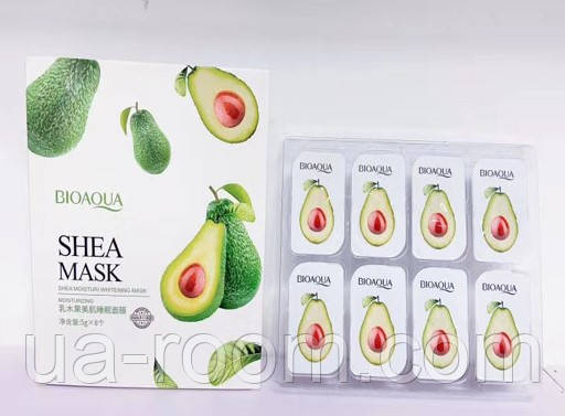 Ночная маска для лица с маслом и авокадо Ши Bioaqua Shea Butter Beauty Sleep Mask, 8*5г.