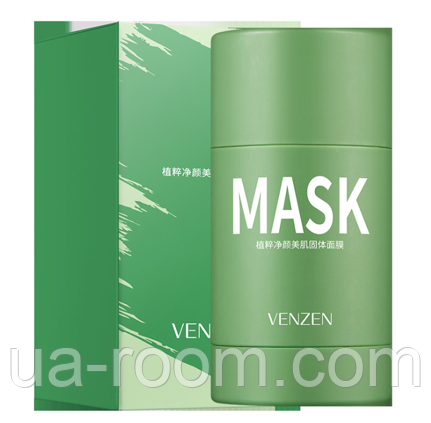 Маска-стик глиняная VENZEN с экстрактом Зелёного чая и Ниацинамидом, очищающая, 40 г.