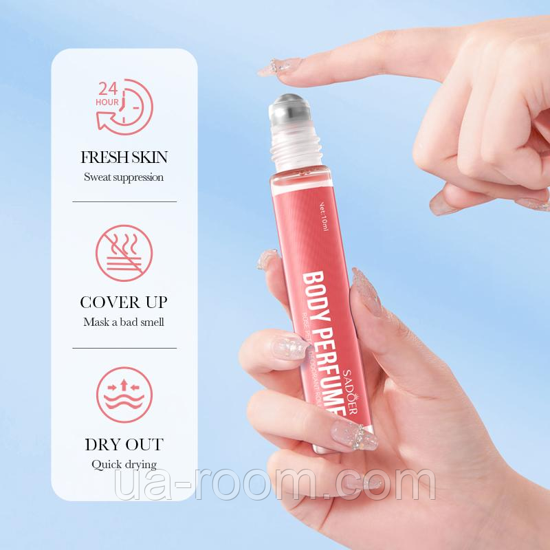 Парфюм-ролик с ароматом розы Sadoer Rose Body Perfume Roll-on, 10 мл.